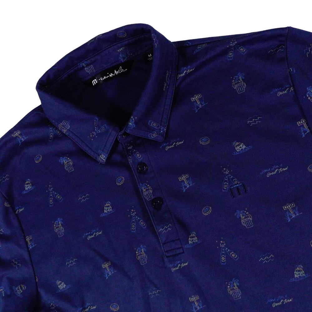 TravisMathew Beer Party Geometric Pima Performance Golf Polo Shirt Men's Medium